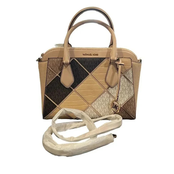 NWT Michael Kors Daria Buff Leather Diamond Pattern Large Satchel Bag Purse - Picture 2 of 16